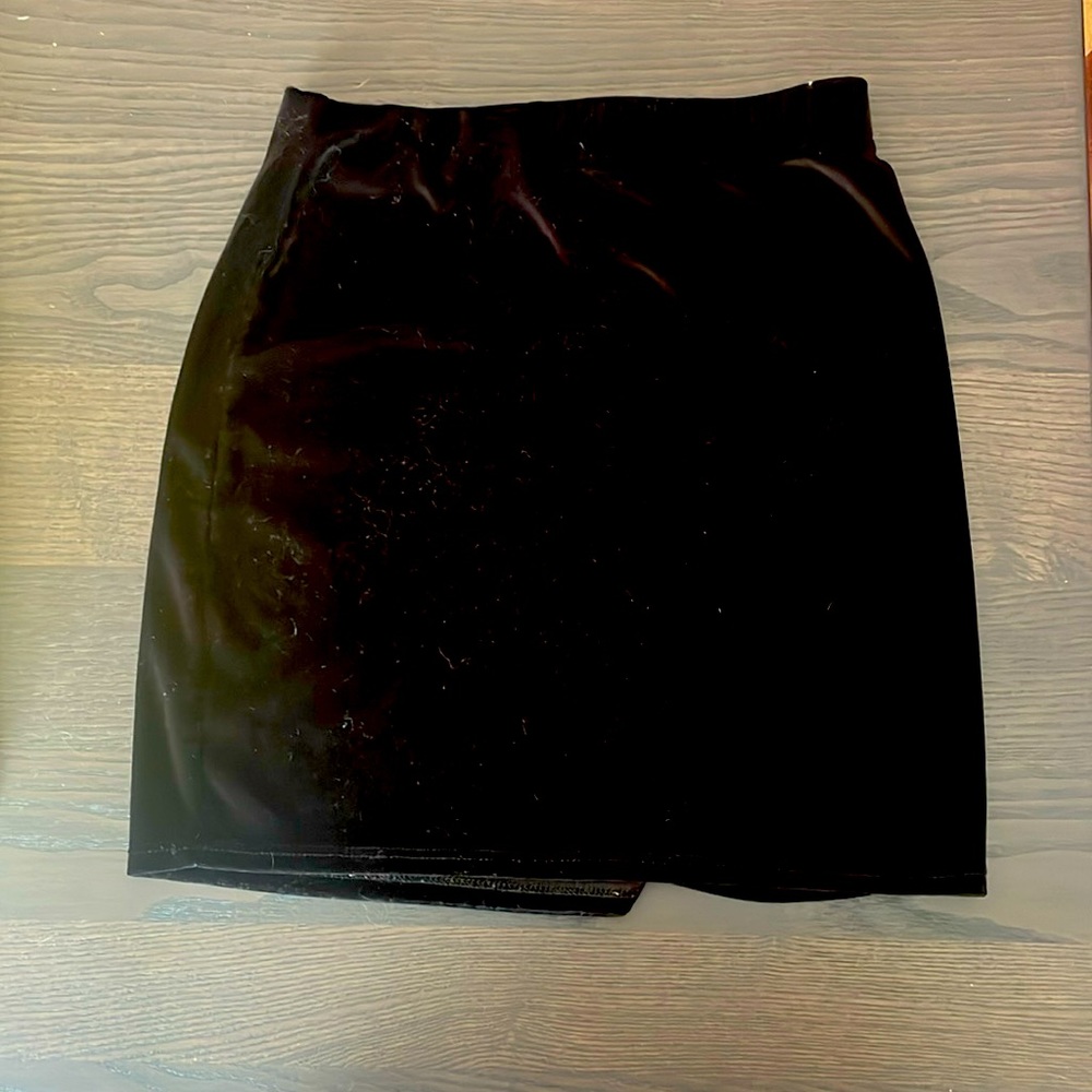 Black velvet mini skirt
